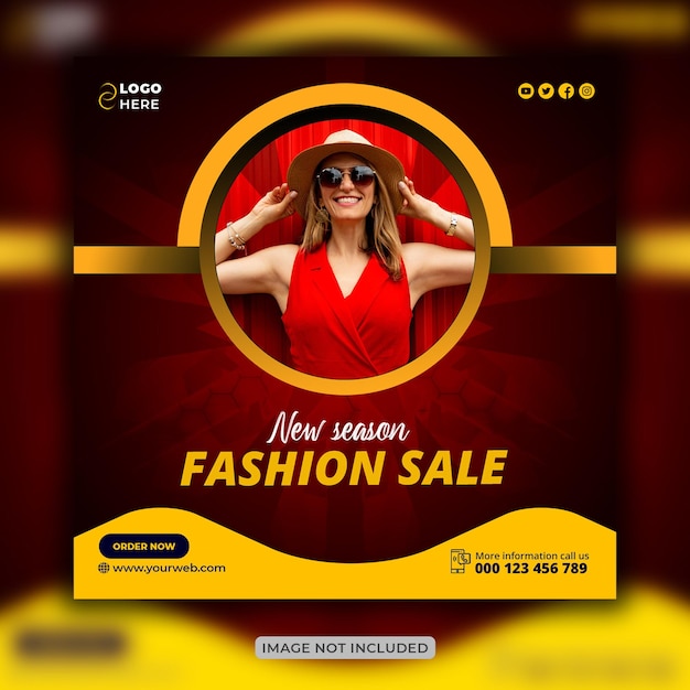 Fashion sale Dynamic Instagram Post and social media banner design or square flyer template