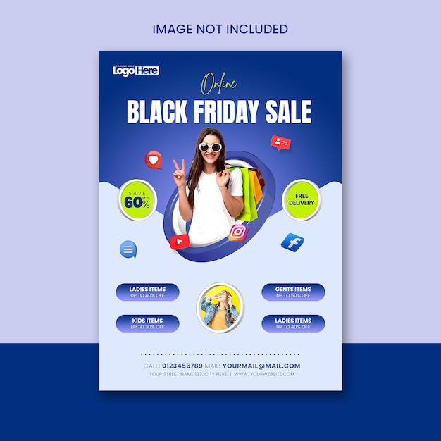 Fashion sale flyer template with creative concept