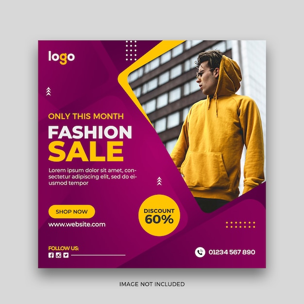 Fashion sale Instagram post social media banner or square flyer template