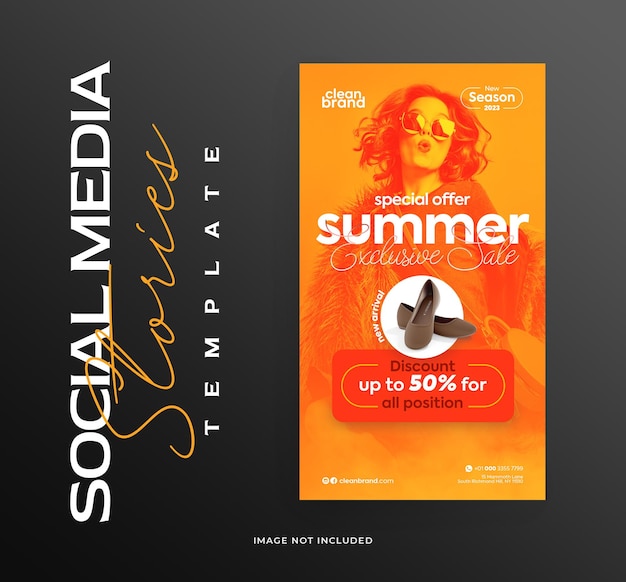 Fashion sale instagram stories or web banner design template