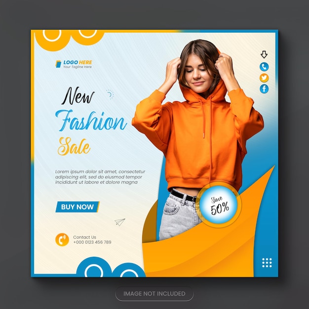 Fashion sale new social media post design and new instagram post banner design template