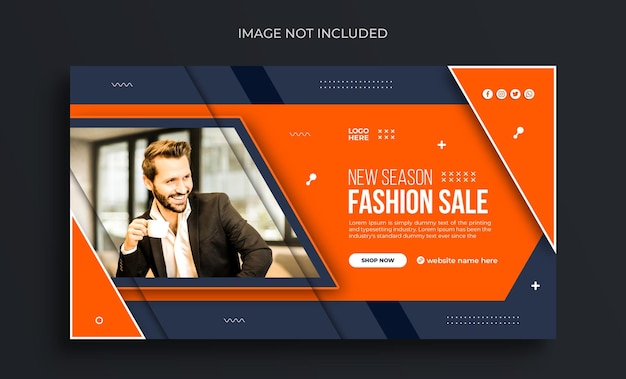 Fashion sale simple horizontal web banner or social media post template