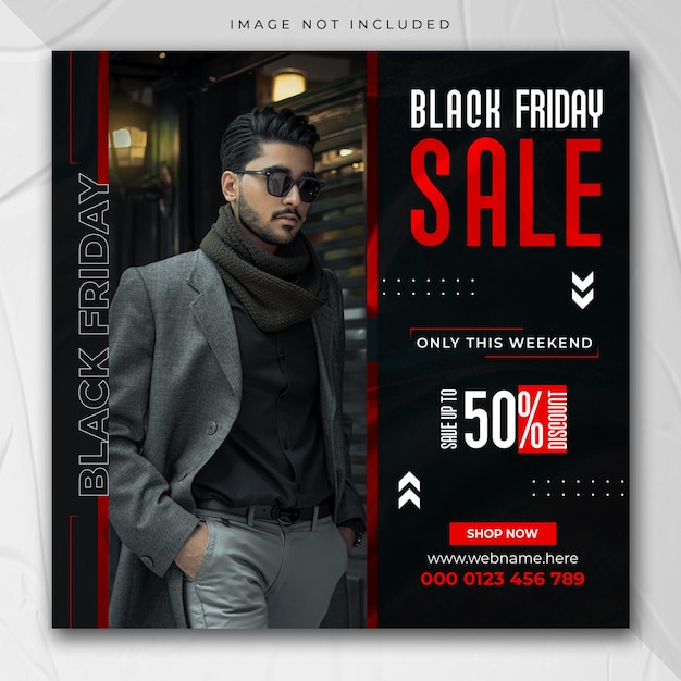 Fashion sale social media post black friday instagram post web banner template