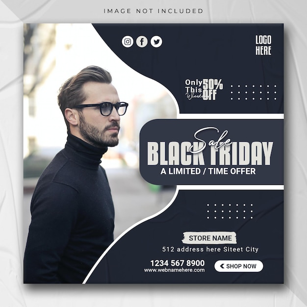 Fashion sale social media post black friday instagram post web banner template