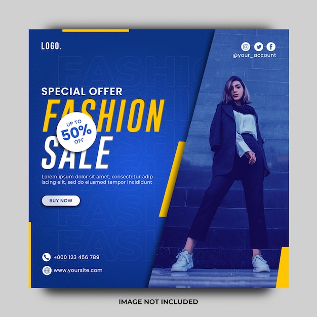 Fashion sale for social media post template