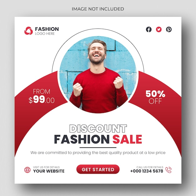 Fashion sale social media post and web banner template