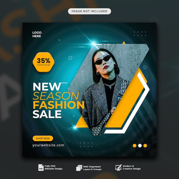 PSD fashion sale social media post and web banner template