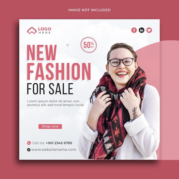 Fashion sale square banner template design