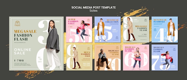 PSD fashion sales instagram posts template