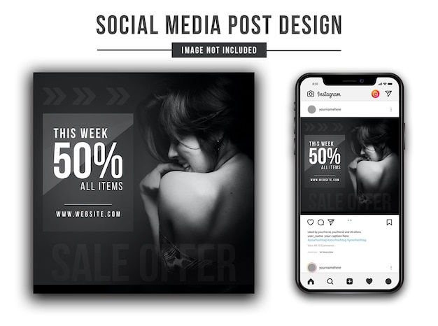 Fashion Trend weekend mega sale offer promotion PSD social media post design