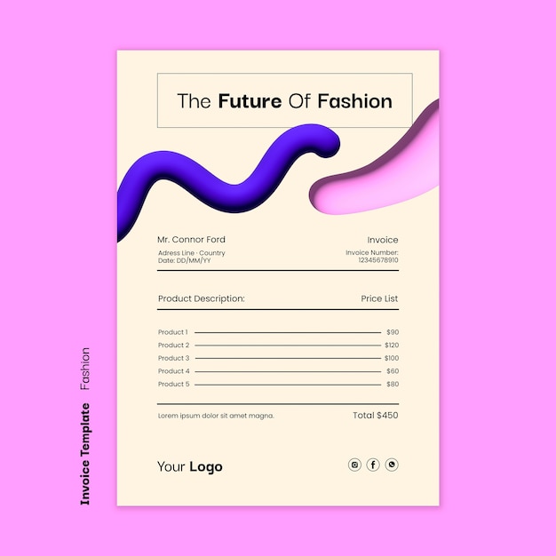 Fashion trends invoice template