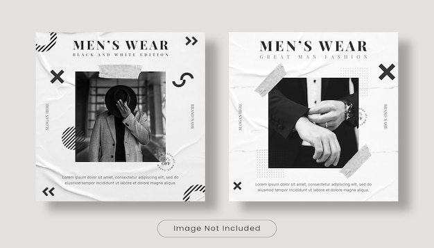 Fashion week instagram feed banner post template set