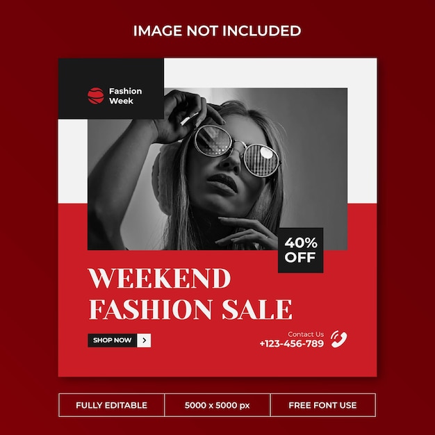 Fashion week instagram post social media template