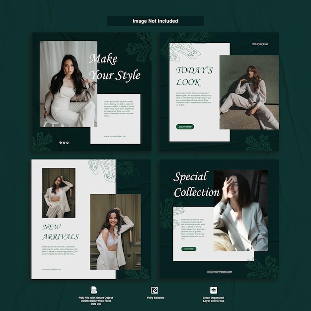 Fashion Woman Minimalist Elegant Theme Instagram Post Template Design Set Bundle