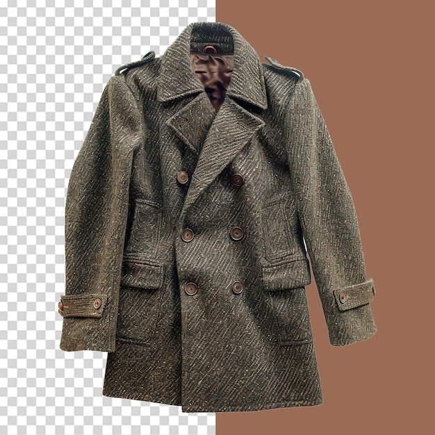 PSD fashion wool coat isolated on transparent background