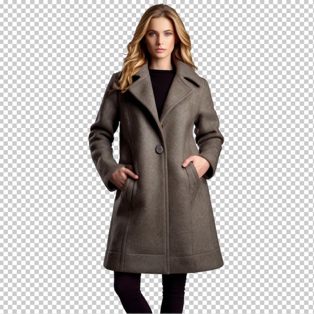 PSD fashion wool coat isolated on transparent background