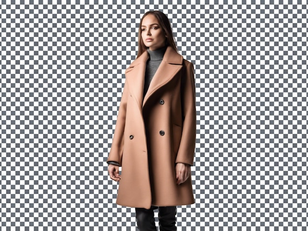 PSD fashion wool coat isolated on transparent background