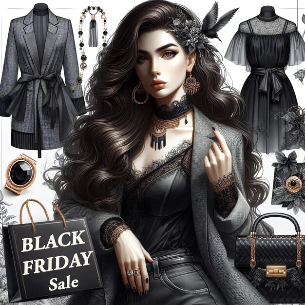 PSD a fashionable womens black friday concept sales background