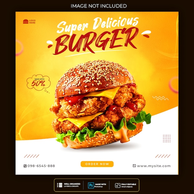 Fast food burger social media and instagram banner