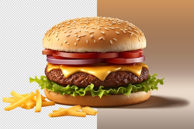 fast food fresh delicious burger high quality isolated transparent background