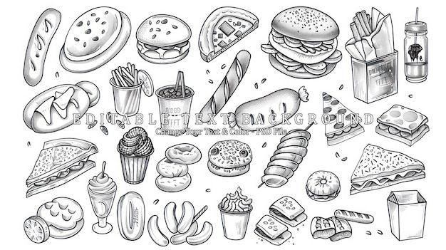 PSD fast food illustration collection