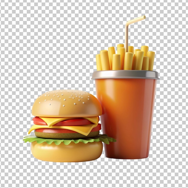 fast food minimalism 3d rendered on transparent background