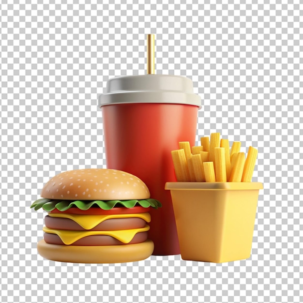 fast food minimalism 3d rendered on transparent background