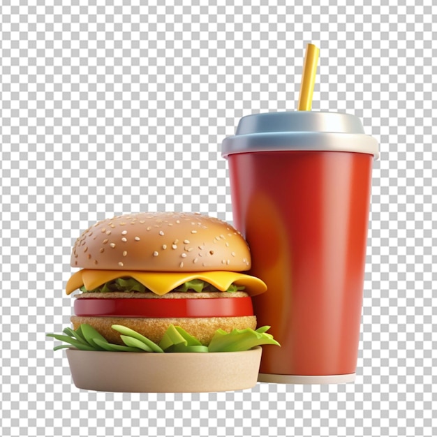 fast food minimalism 3d rendered on transparent background