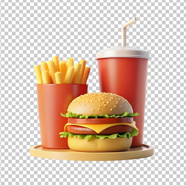 fast food minimalism 3d rendered on transparent background