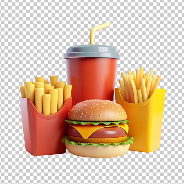 fast food minimalism 3d rendered on transparent background