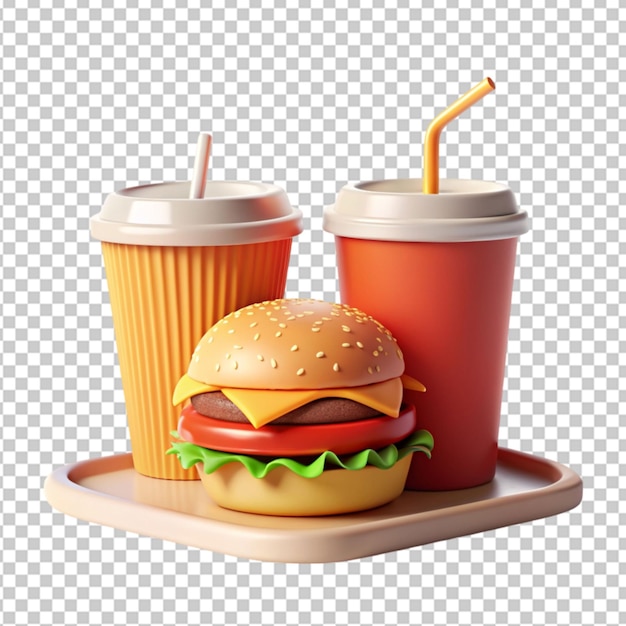 fast food minimalism 3d rendered on transparent background