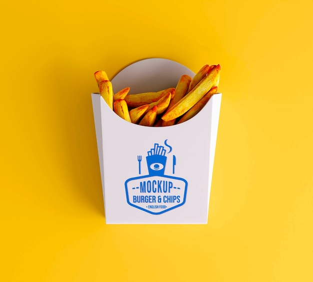 Fast food packaging top view mockup