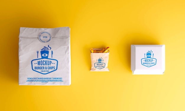 Fast food packaging top view mockup