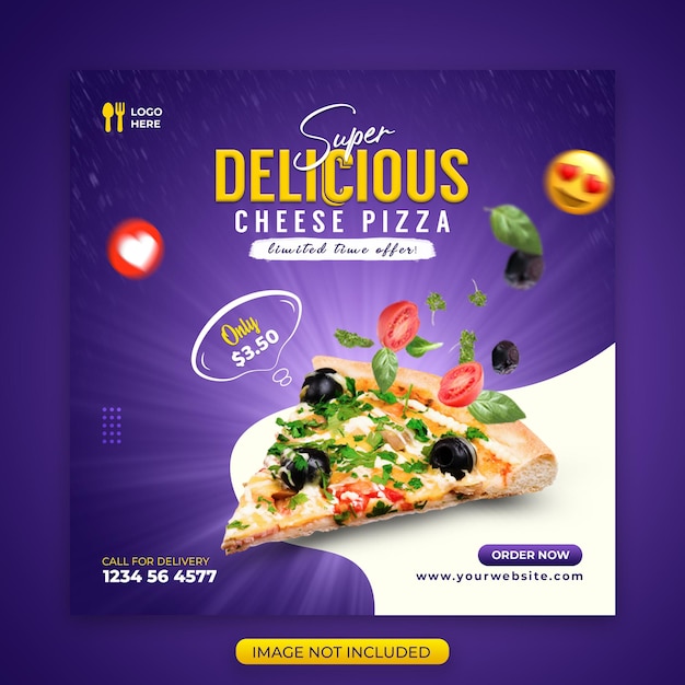 Fast food pizza social media instagram post banner design template Premium Psd