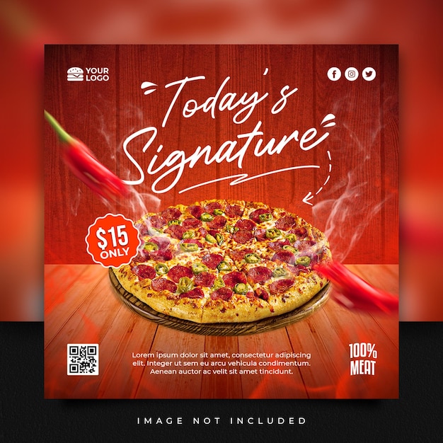 Fast food pizza social media promotion and instagram banner post design template