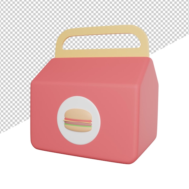 Fast Food Snacks Side View 3d Rendering Icon Illustration On Transparent Background