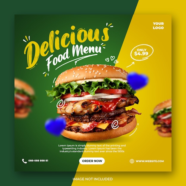 Fast food social media post or banner template