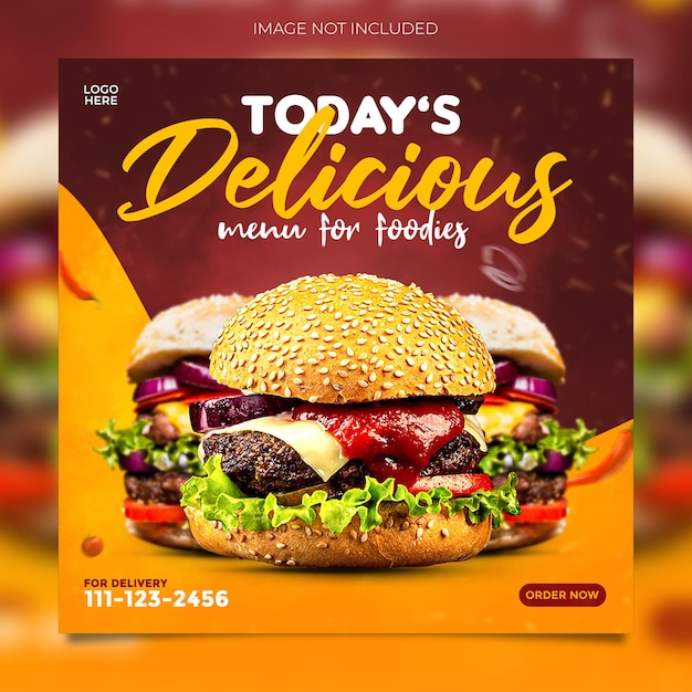 Fast food social media promotion banner and instagram poster template