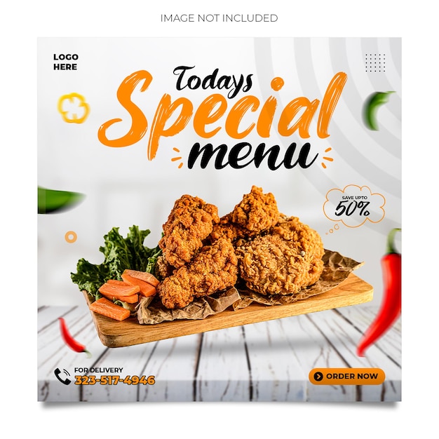 Fast Food social media promotion and instagram post design Premium Psd