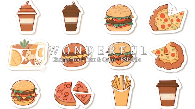 PSD fast food stickers collection