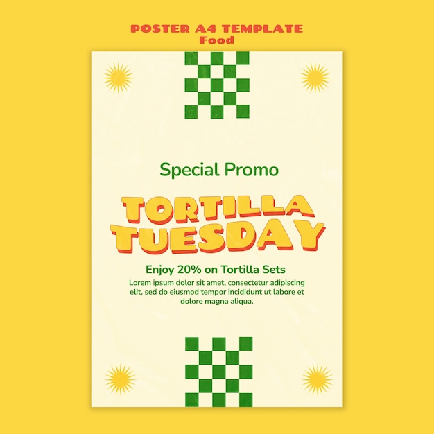 Fast food vertical poster template in groovy style