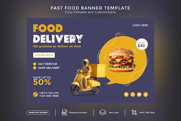 PSD fast foods banner design template