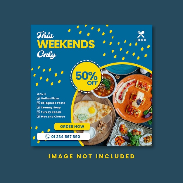 Fastfood weekend social media disocunt square banner template