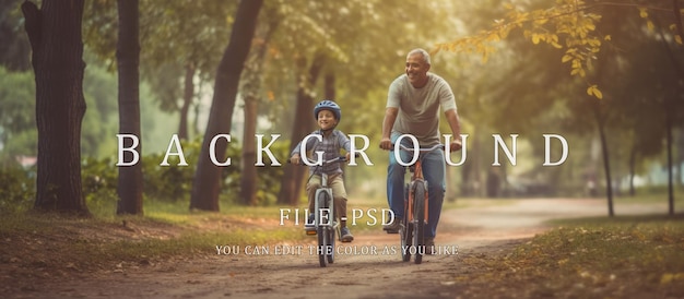 a father cycling with a little boy