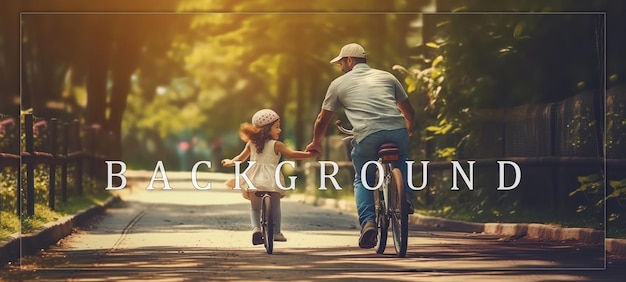 Father and Daughter Bike Ride in Summer