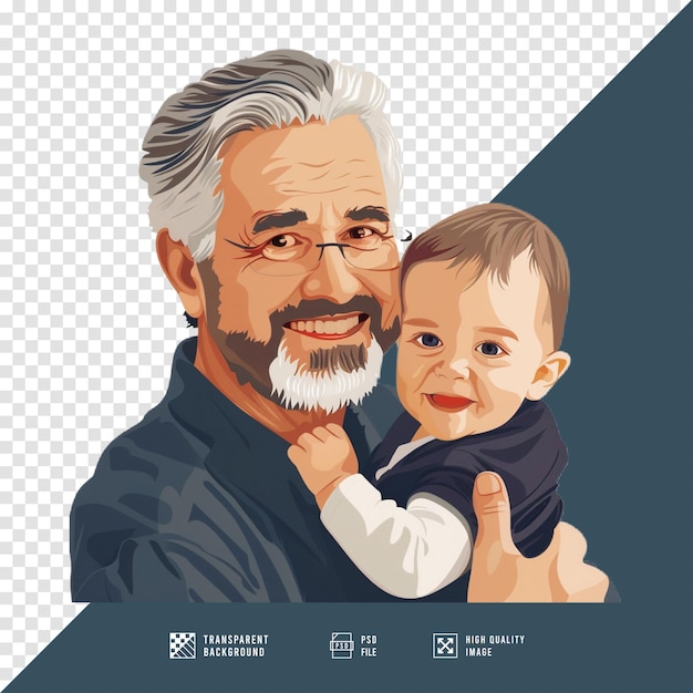 PSD a father is holding his child without background hd quality