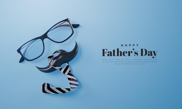 Father's day 3d with glasses tie and thick mustache