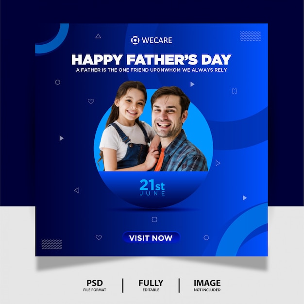 father's day blue color social media post banner design