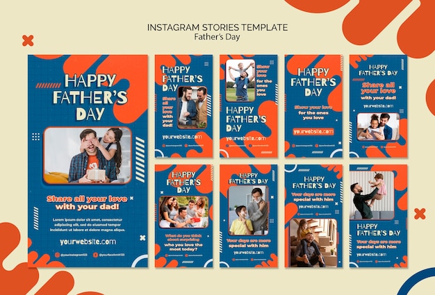 Father's day instagram stories collection with abstract liquid design