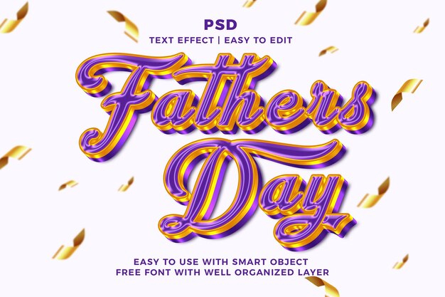 PSD fathers day 3d editable photoshop text effect style psd with background